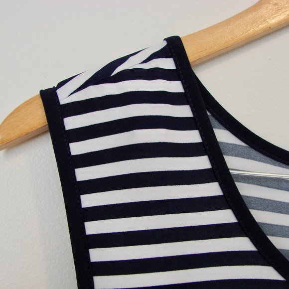 Maxi Dress Nautical Cruise Blue White Stripe Tall Sleeveless by Spanner Medium - Picture 5 of 16